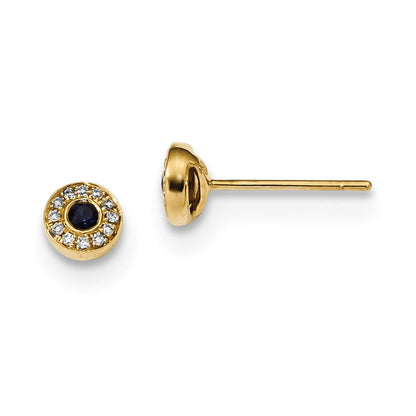 14K Gelbgold Echt Diamant und Saphir Ohrstecker