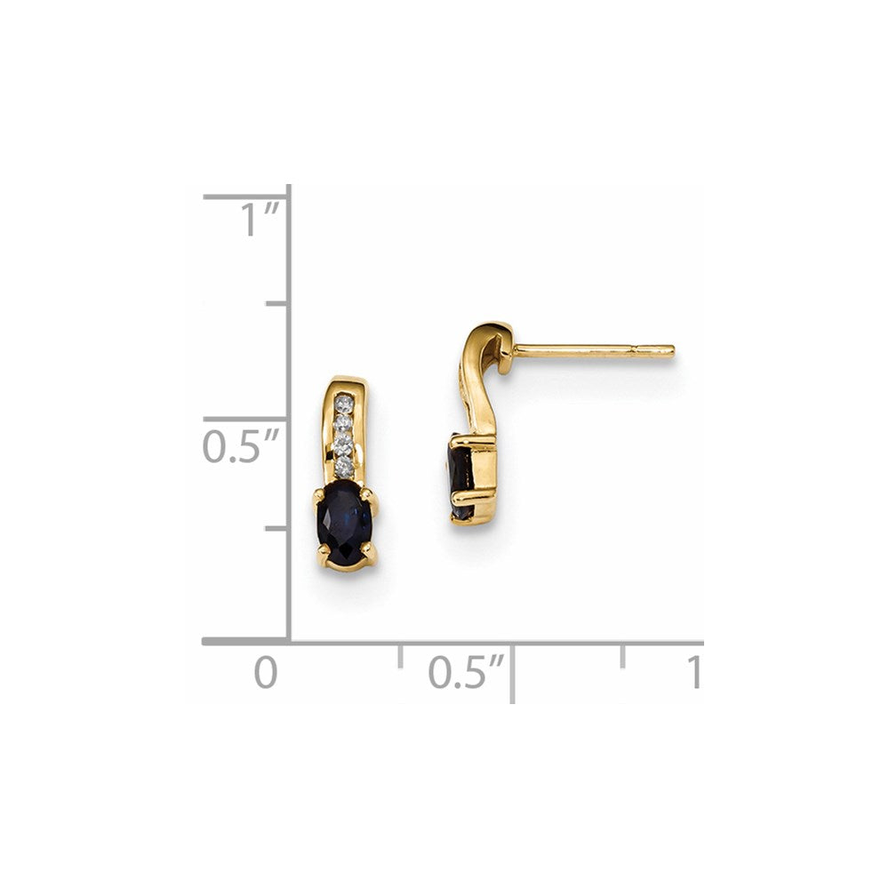 14K Gelbgold mit Echt Diamant & Saphir Poliert Ohrstecker