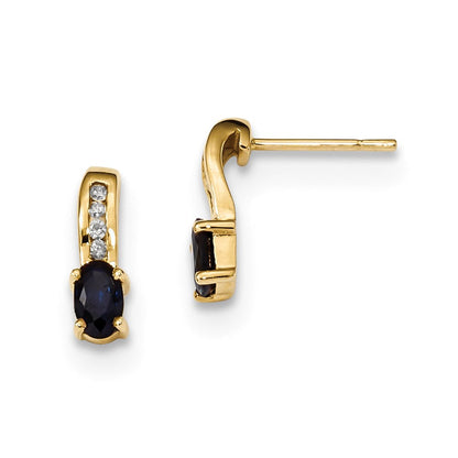 14K Gelbgold mit Echt Diamant & Saphir Poliert Ohrstecker