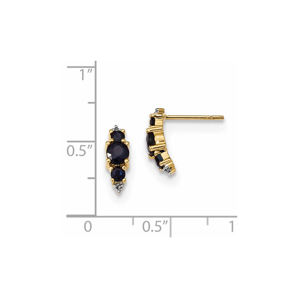 14K Gelbgold mit Saphir & Echt Diamant Poliert Ohrstecker