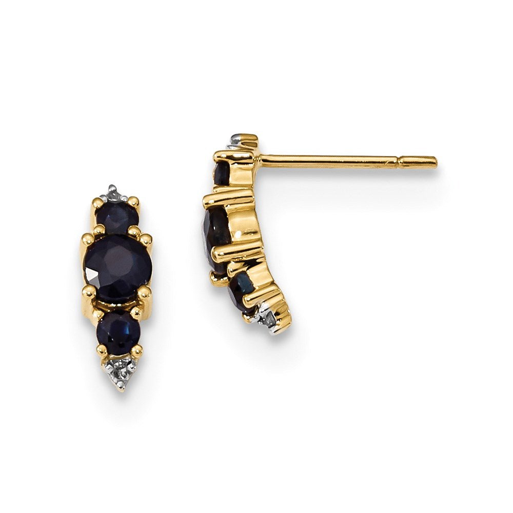 14K Gelbgold mit Saphir & Echt Diamant Poliert Ohrstecker