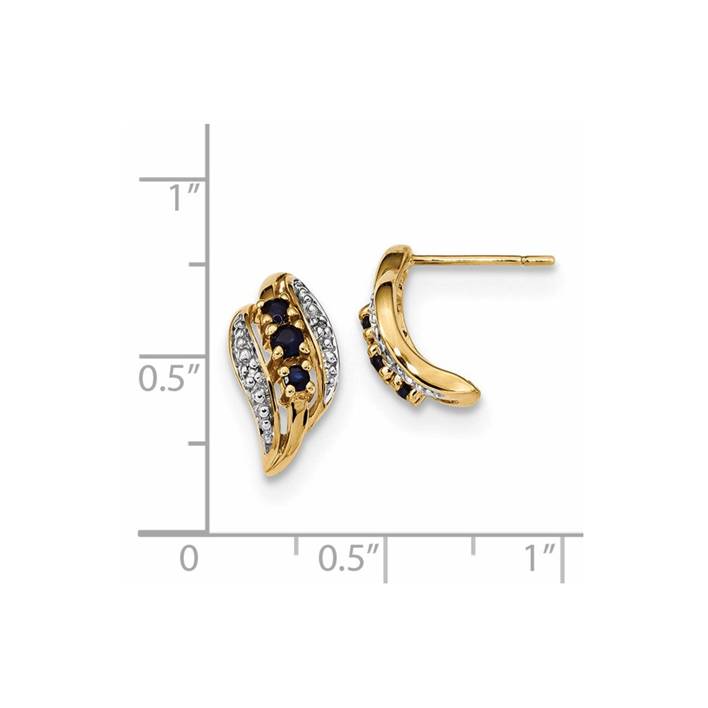14K Gelbgold mit Saphir & Echt Diamant Poliert Ohrstecker