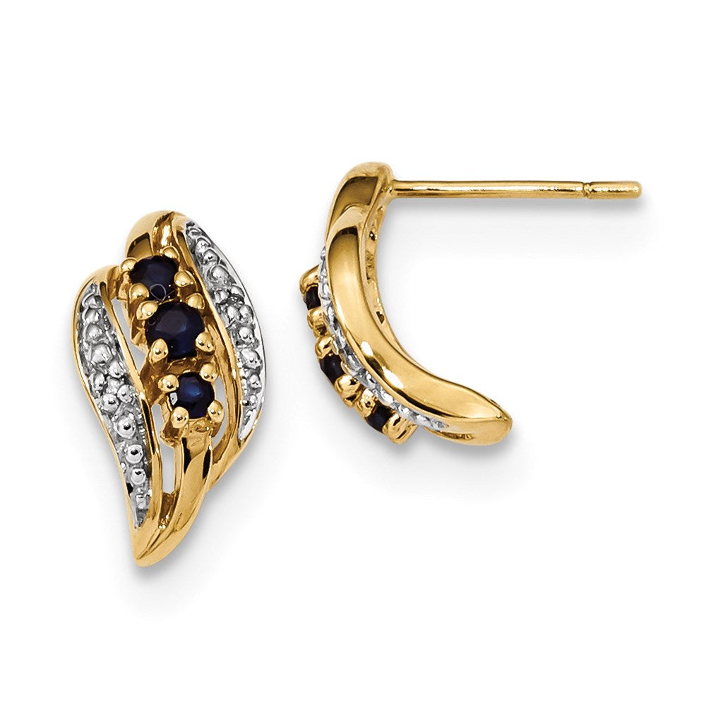 14K Gelbgold mit Saphir & Echt Diamant Poliert Ohrstecker