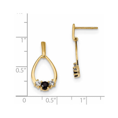 14K Gelbgold mit Blau & Weiß Saphir Stecker Ohrhänger