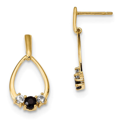 14K Gelbgold mit Blau & Weiß Saphir Stecker Ohrhänger