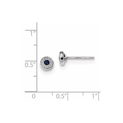 14K Weißgold Echt Diamant und Saphir Ohrstecker