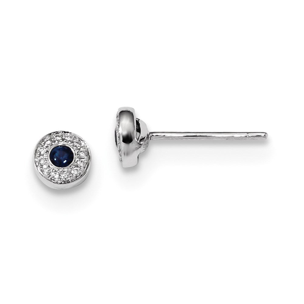 14K Weißgold Echt Diamant und Saphir Ohrstecker