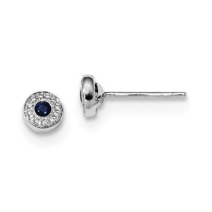 14K Weißgold Echt Diamant und Saphir Ohrstecker