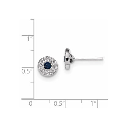 14K Weißgold Echt Diamant und Blau Saphir Ohrstecker