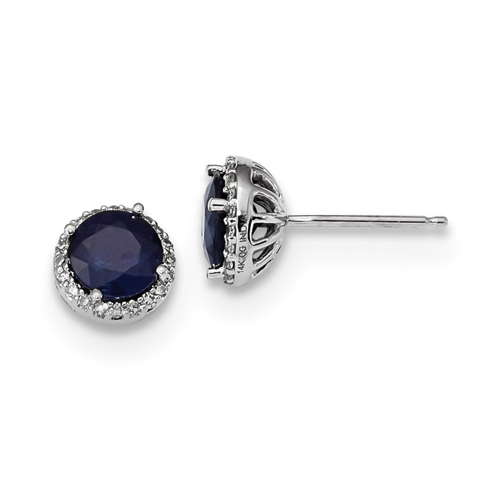 14K Weißgold Echt Diamant & Saphir Ohrstecker