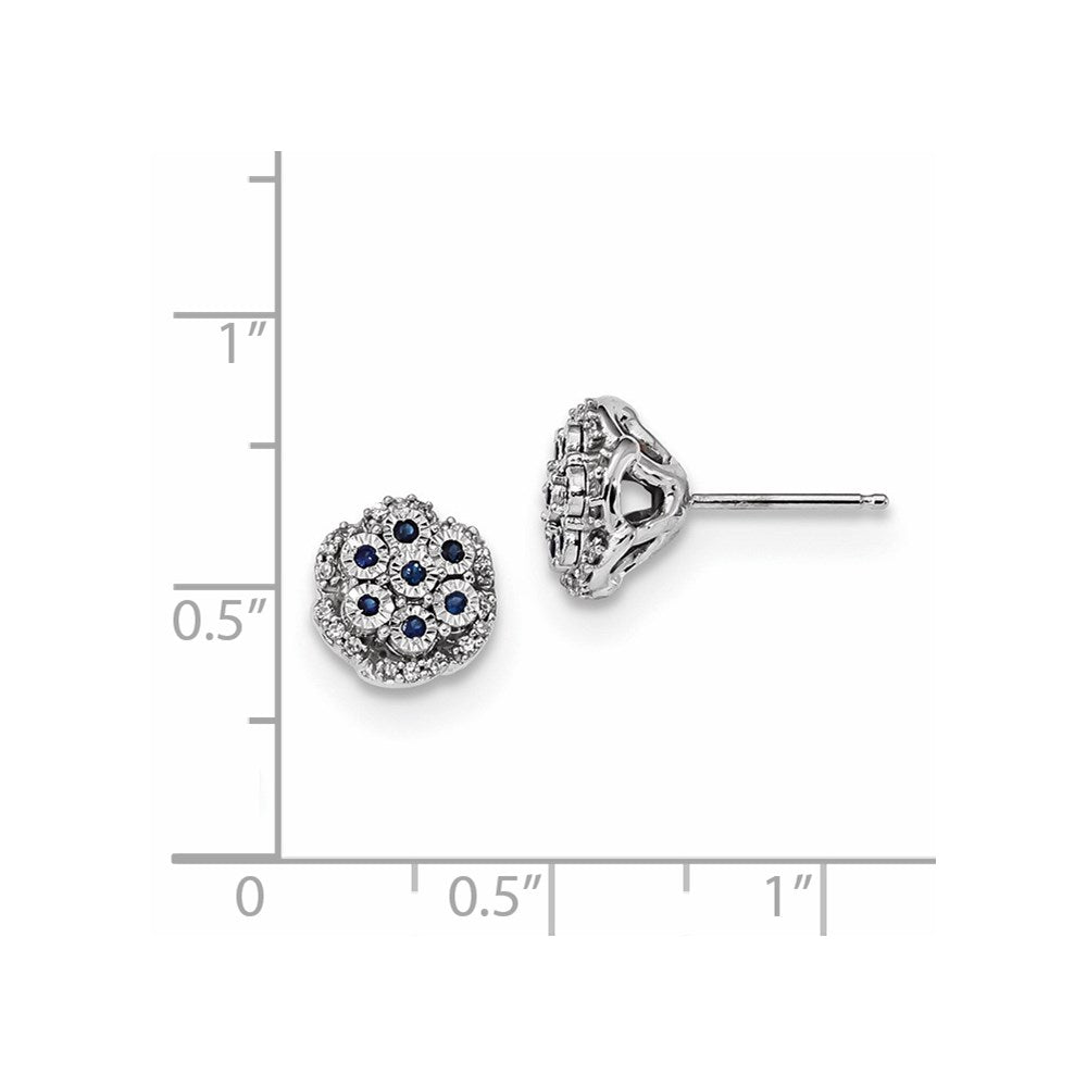14K Weißgold Echt Diamant & Saphir Ohrstecker