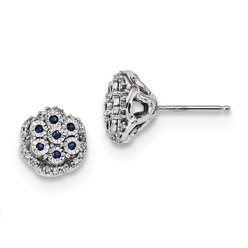 14K Weißgold Echt Diamant & Saphir Ohrstecker
