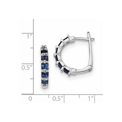 14K Weißgold Echt Diamant Saphir Klappbar Creolen