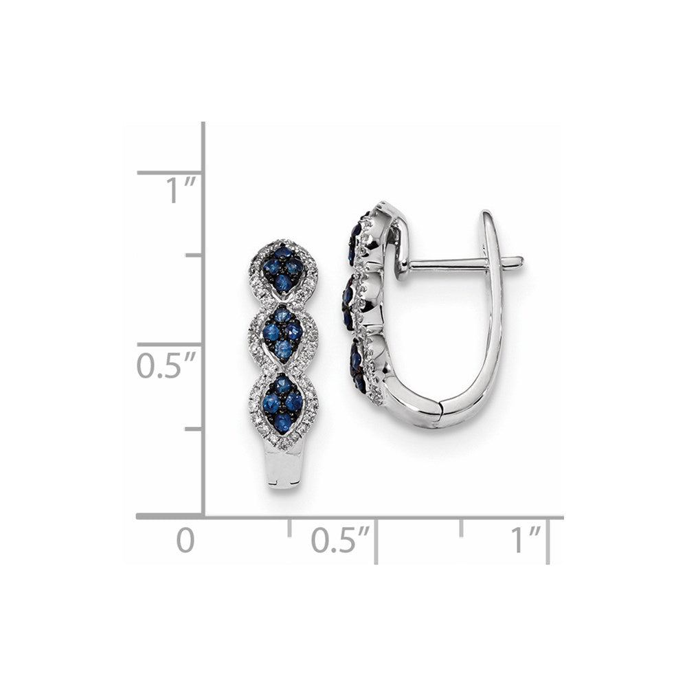 14K Weißgold Echt Diamant und Blau Saphir Ohrringe