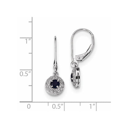 14K Weißgold Echt Diamant Heiligenschein Saphir Brisur Ohrhänger
