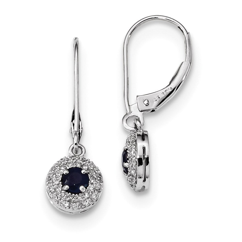 14K Weißgold Echt Diamant Heiligenschein Saphir Brisur Ohrhänger