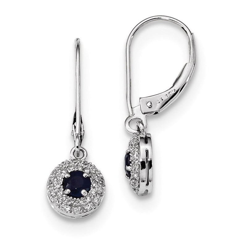 14K Weißgold Echt Diamant Heiligenschein Saphir Brisur Ohrhänger