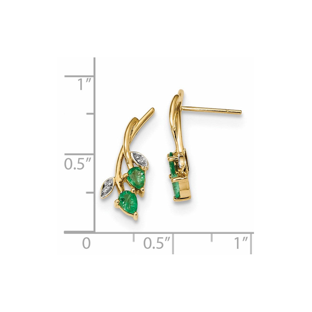 14K Gelbgold mit Echt Diamant & Smaragd Ohrstecker
