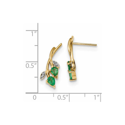 14K Gelbgold mit Echt Diamant & Smaragd Ohrstecker