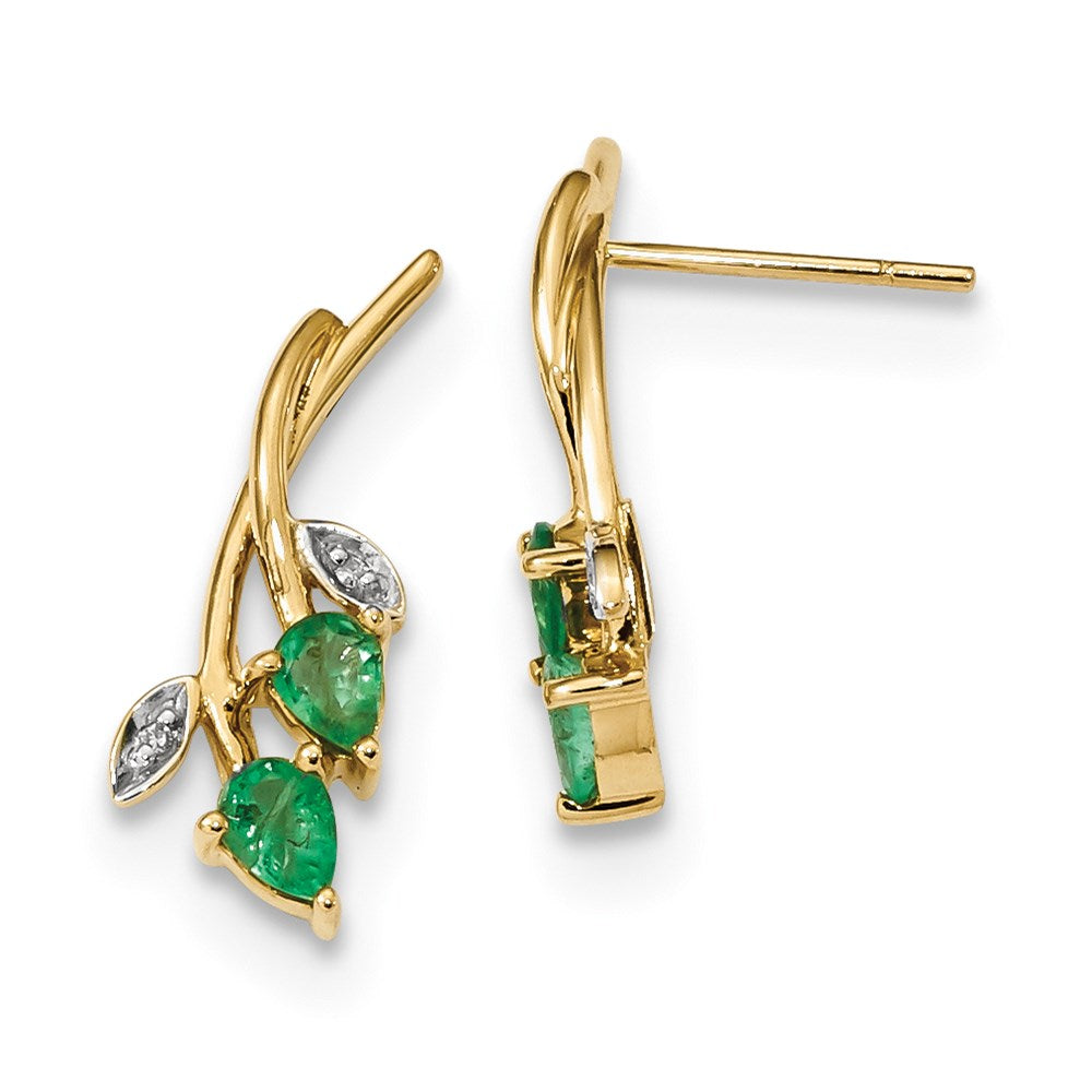 14K Gelbgold mit Echt Diamant & Smaragd Ohrstecker