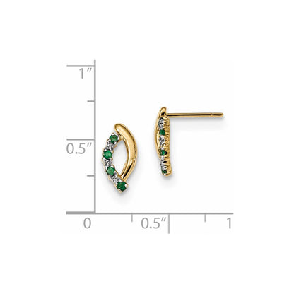 14K Gelbgold mit Echt Diamant & Smaragd Ohrstecker