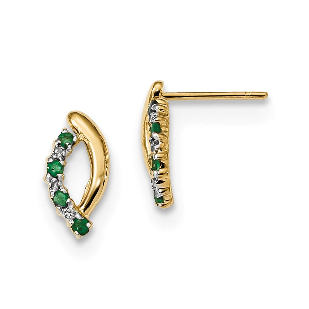 14K Gelbgold mit Echt Diamant & Smaragd Ohrstecker