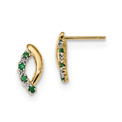 14K Gelbgold mit Echt Diamant & Smaragd Ohrstecker