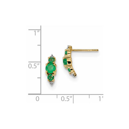 14K Gelbgold mit Smaragd & Echt Diamant Poliert Ohrstecker