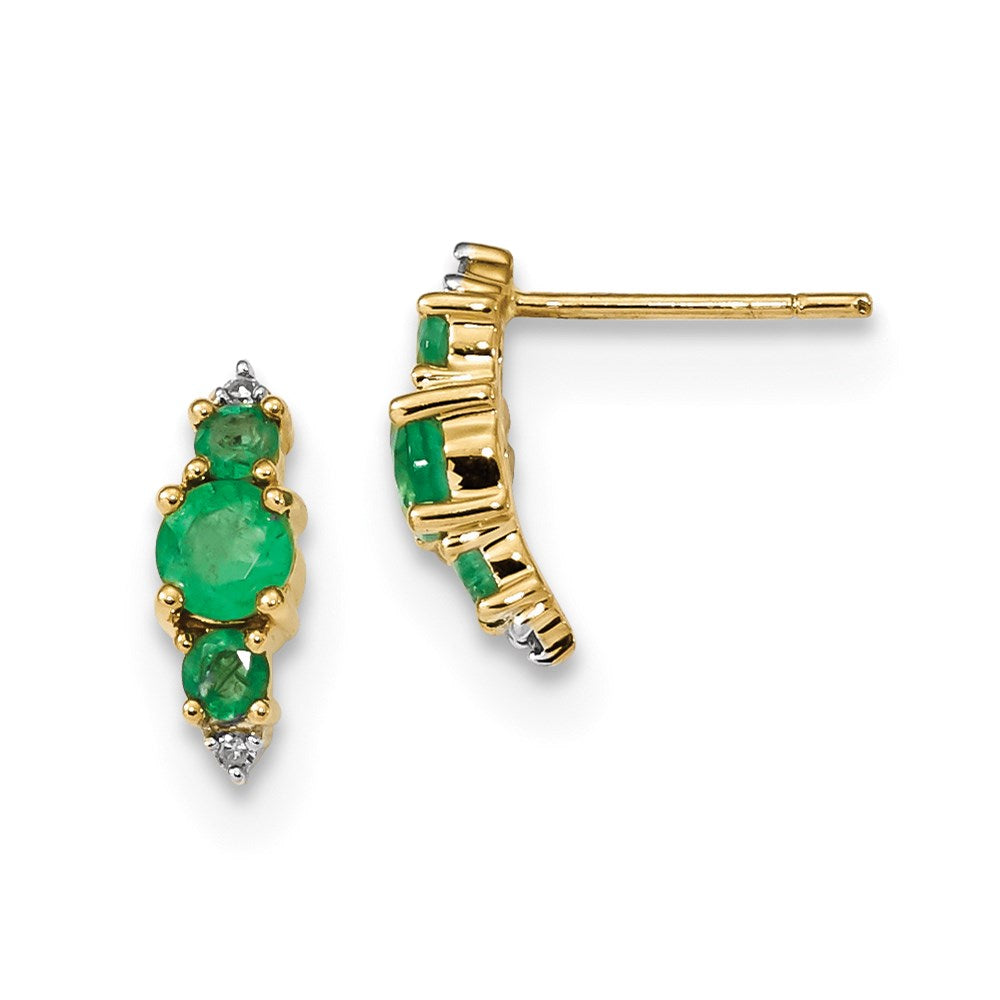 14K Gelbgold mit Smaragd & Echt Diamant Poliert Ohrstecker