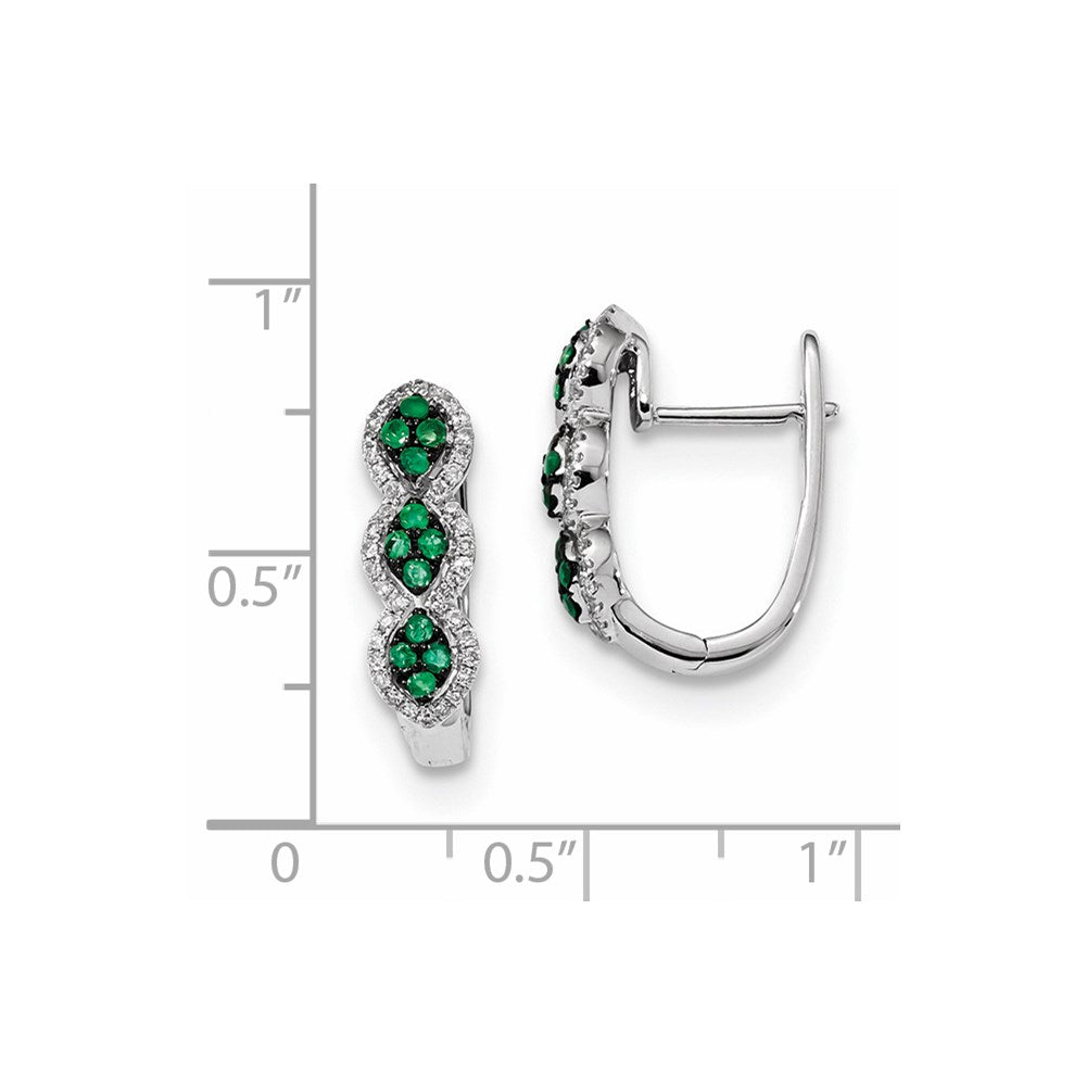 14K Weißgold Echt Diamant und Smaragd Ohrringe