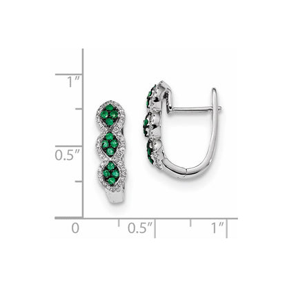 14K Weißgold Echt Diamant und Smaragd Ohrringe