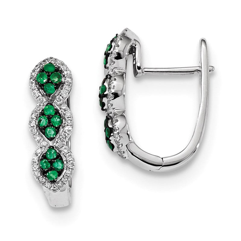 14K Weißgold Echt Diamant und Smaragd Ohrringe