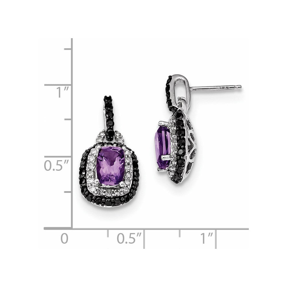 14K Weißgold Weiß & Schwarz Echt Diamant Amethyst Ohrstecker