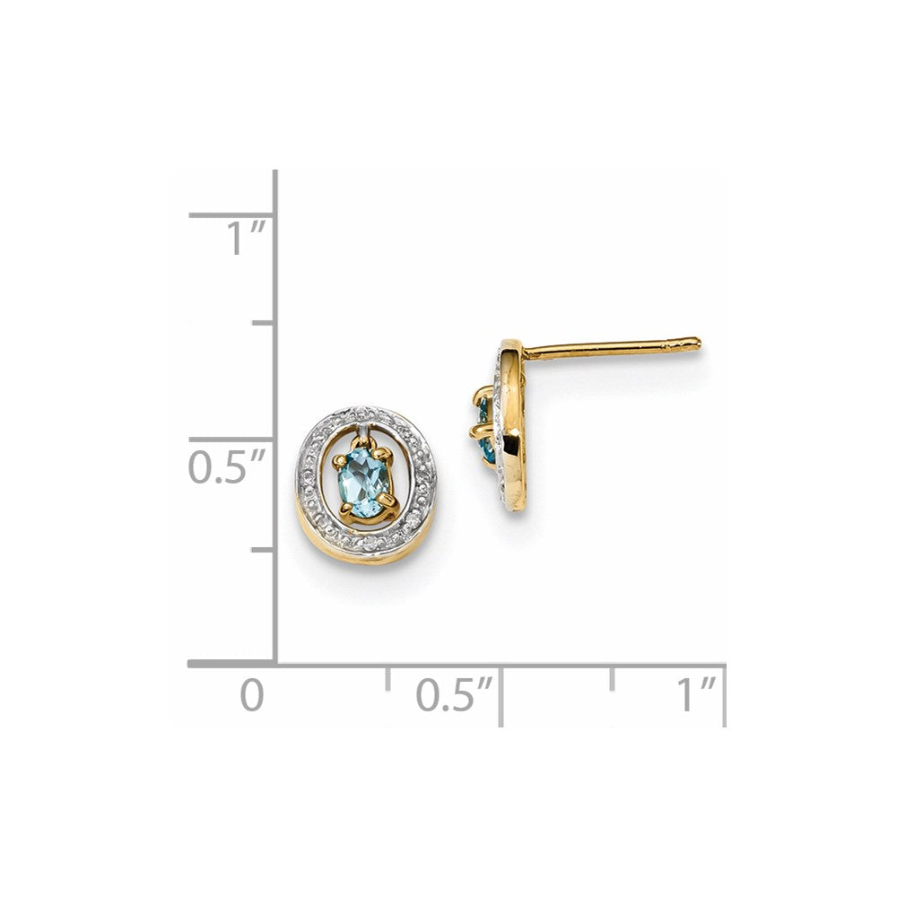 14K Gelbgold mit Echt Diamant & Schweizer Blautopas Ohrstecker