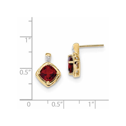 14K Gelbgold mit Mozambique Granat & Echt Diamant Poliert Ohrstecker