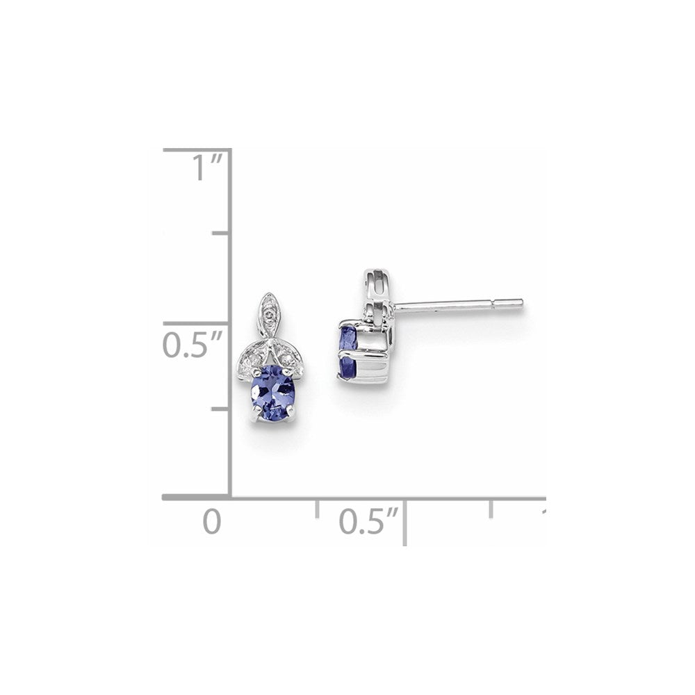 14K Weißgold mit Diamant & Tansanit Ohrstecker