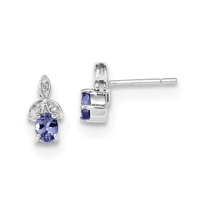 14K Weißgold mit Diamant & Tansanit Ohrstecker
