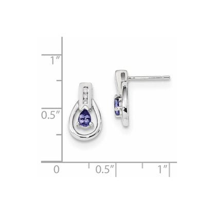 14K Weißgold mit Diamant & Tansanit Ohrstecker