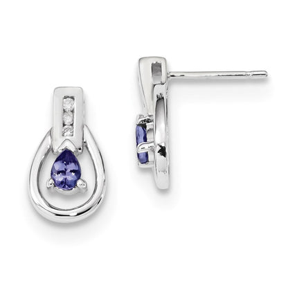 14K Weißgold mit Diamant & Tansanit Ohrstecker