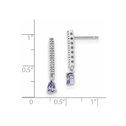 14K Weißgold mit Diamant & Tansanit Stecker Ohrhänger