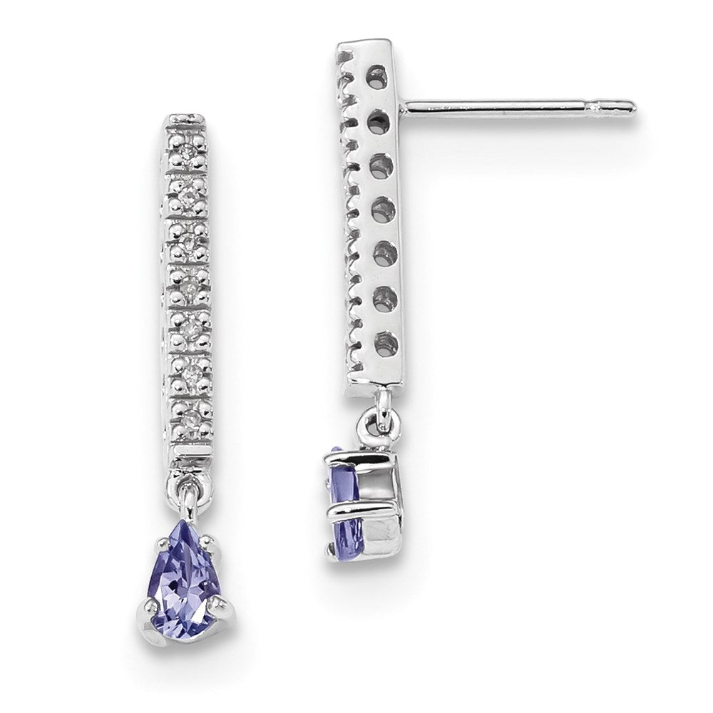 14K Weißgold mit Diamant & Tansanit Stecker Ohrhänger