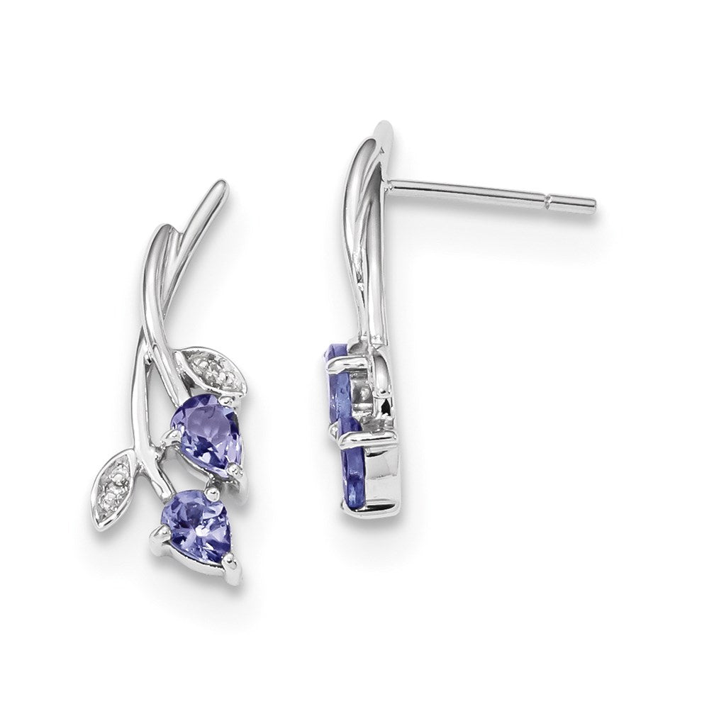 14K Weißgold mit Diamant & Tansanit Stecker Ohrhänger