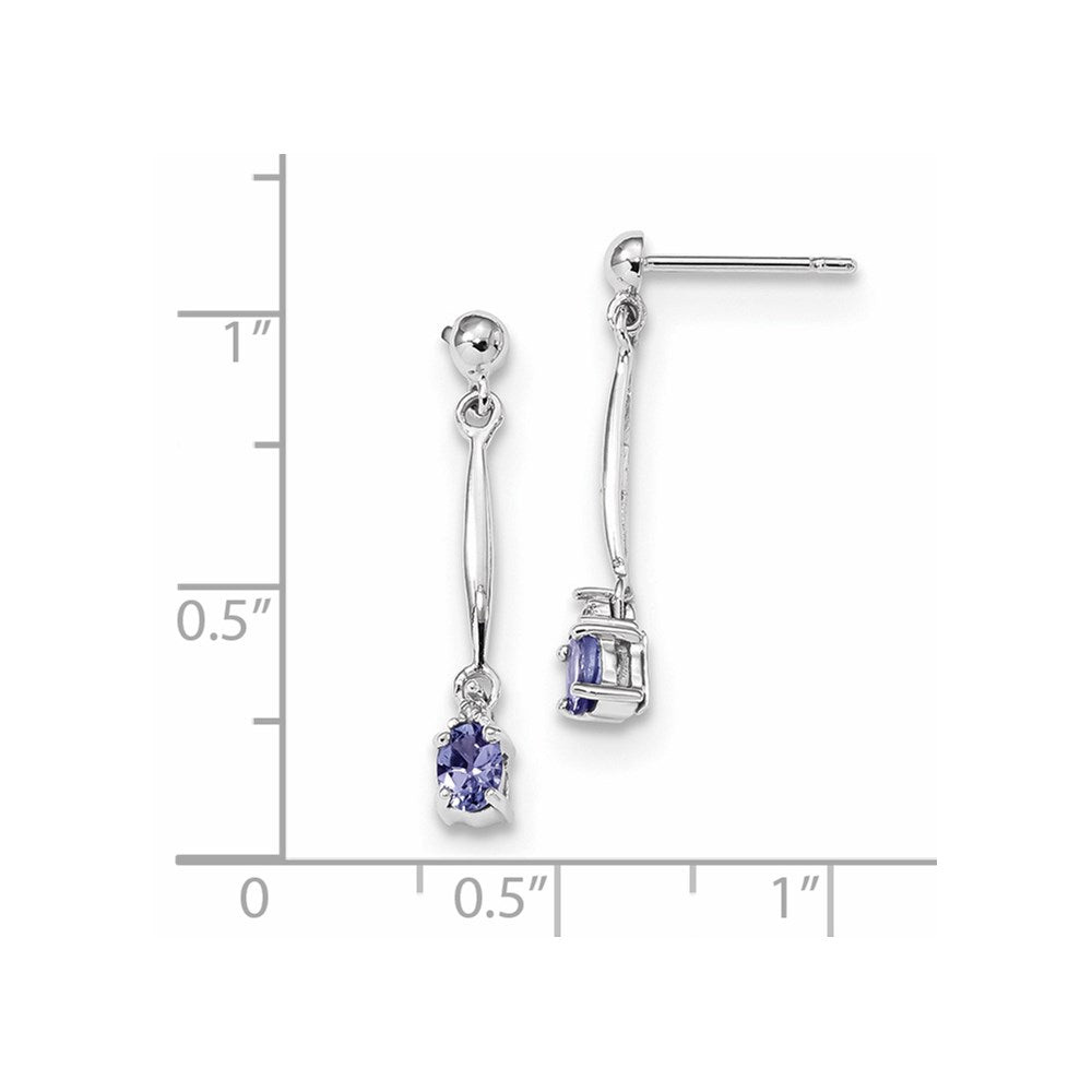 14K Weißgold mit Diamant & Tansanit Stecker Ohrhänger