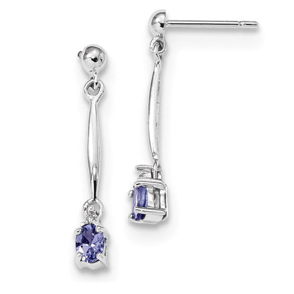 14K Weißgold mit Diamant & Tansanit Stecker Ohrhänger