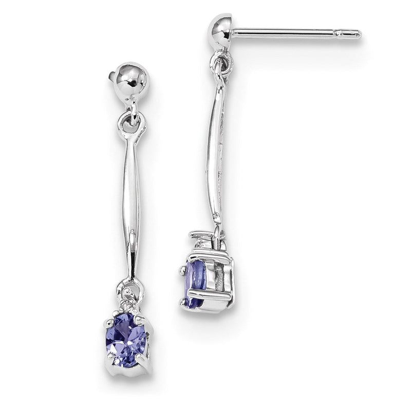 14K Weißgold mit Diamant & Tansanit Stecker Ohrhänger