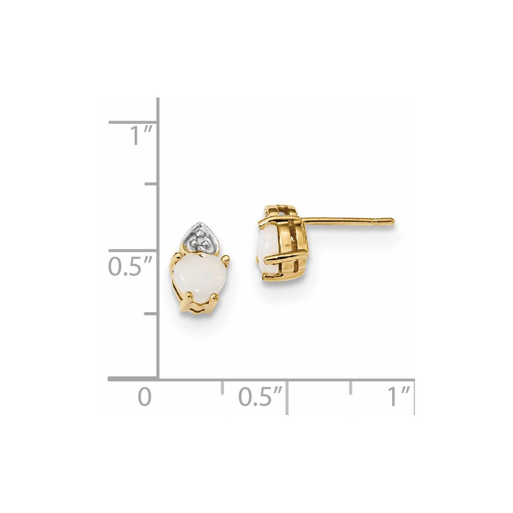 14K Gelbgold Ohrstecker mit echtem Diamant & Opal