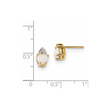 14K Gelbgold Ohrstecker mit echtem Diamant & Opal