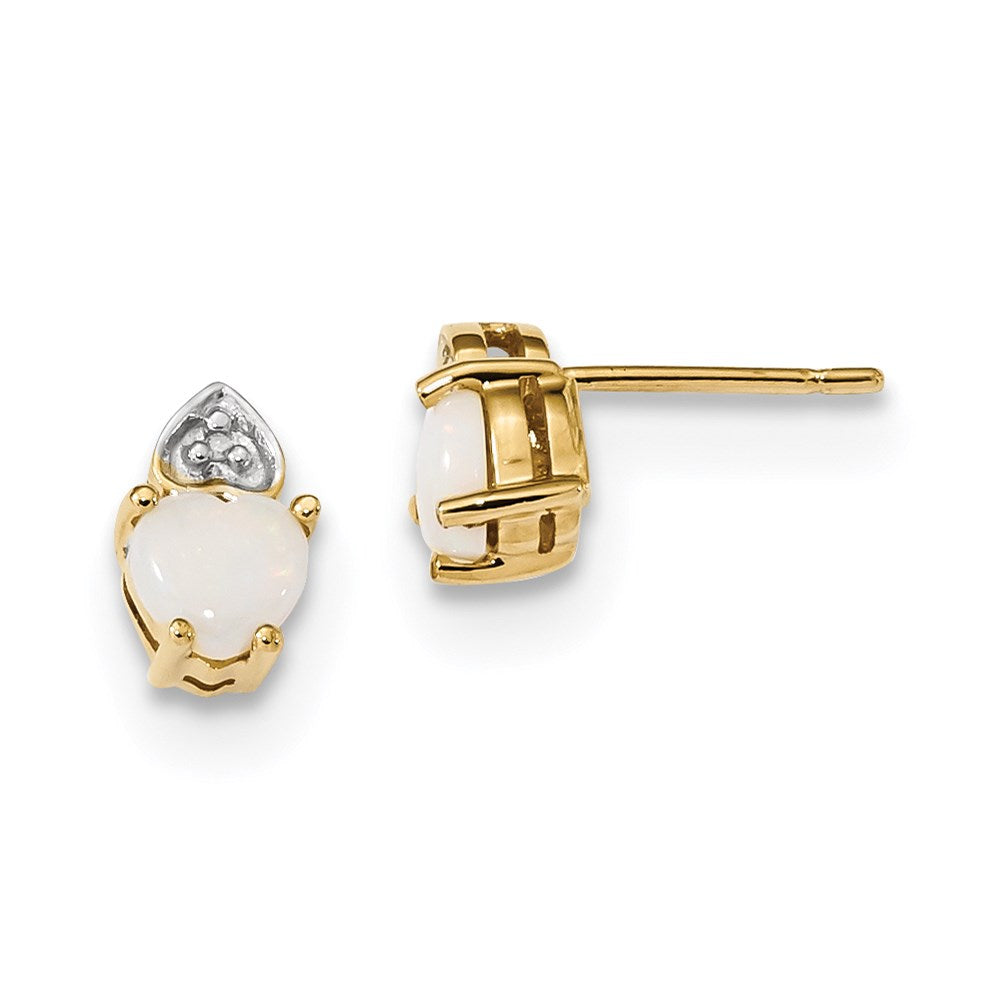 14K Gelbgold Ohrstecker mit echtem Diamant & Opal