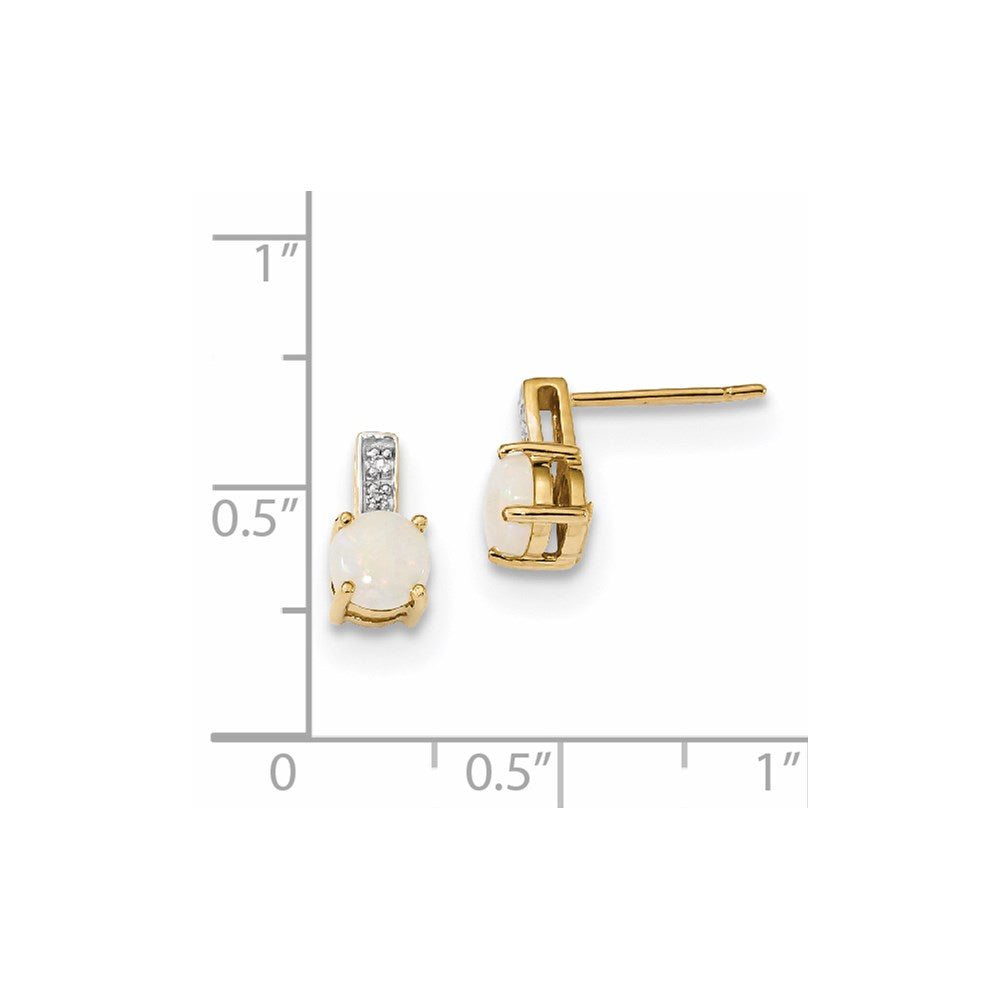 14K Gelbgold Ohrstecker mit echtem Diamant & Opal