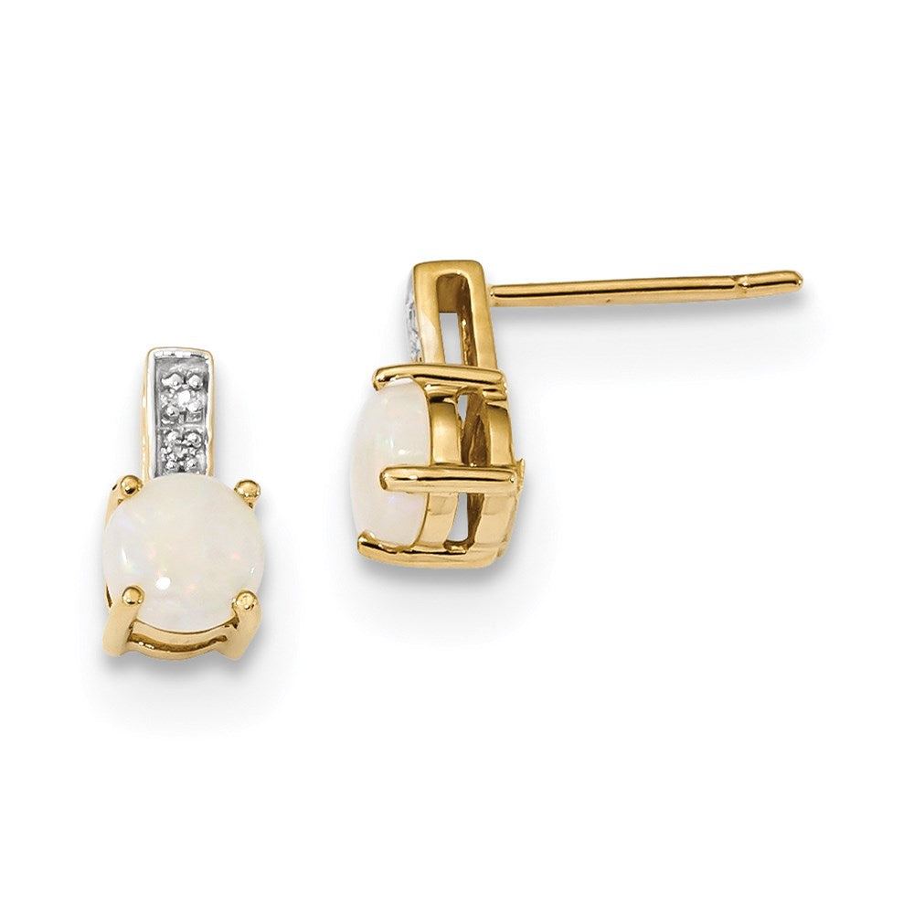 14K Gelbgold Ohrstecker mit echtem Diamant & Opal